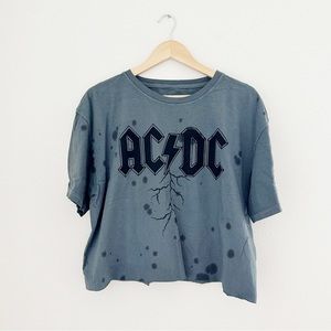 NEW AC/DC Tie Dye Cropped Graphic Tee